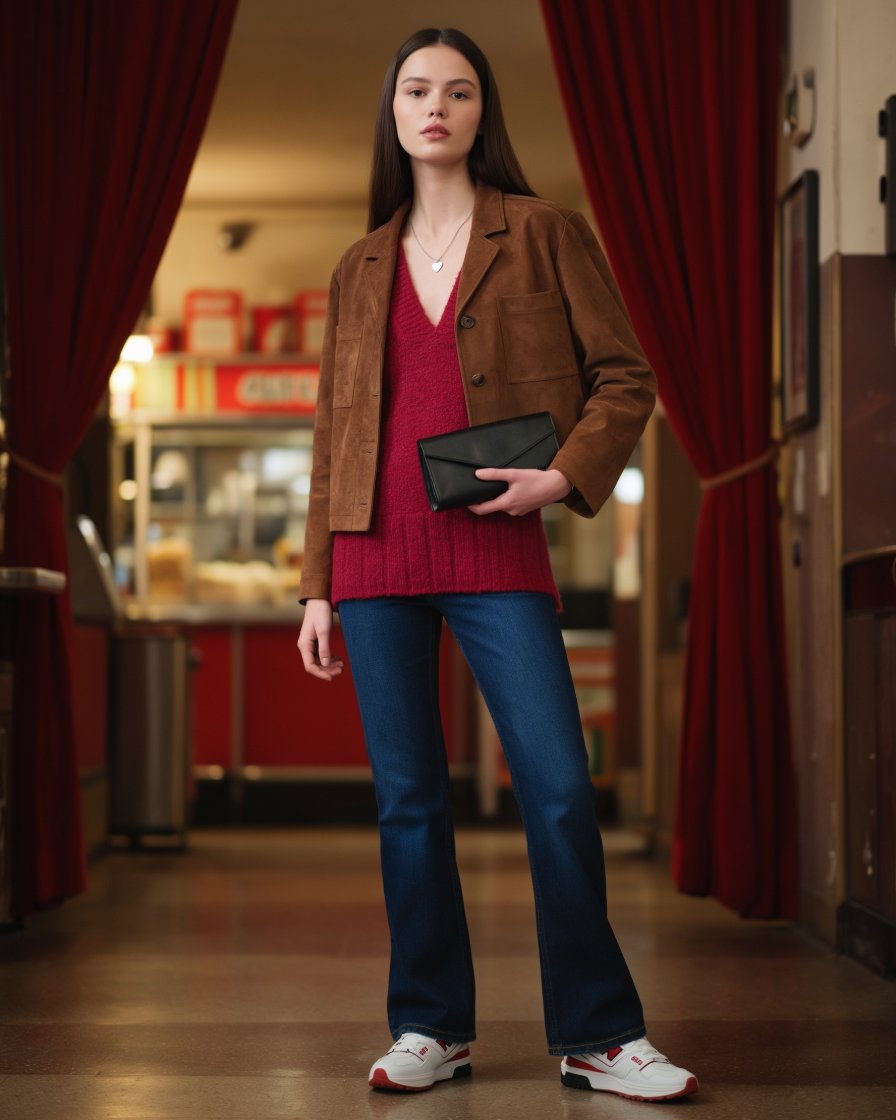 Junge Frau im Look Kino & Burger