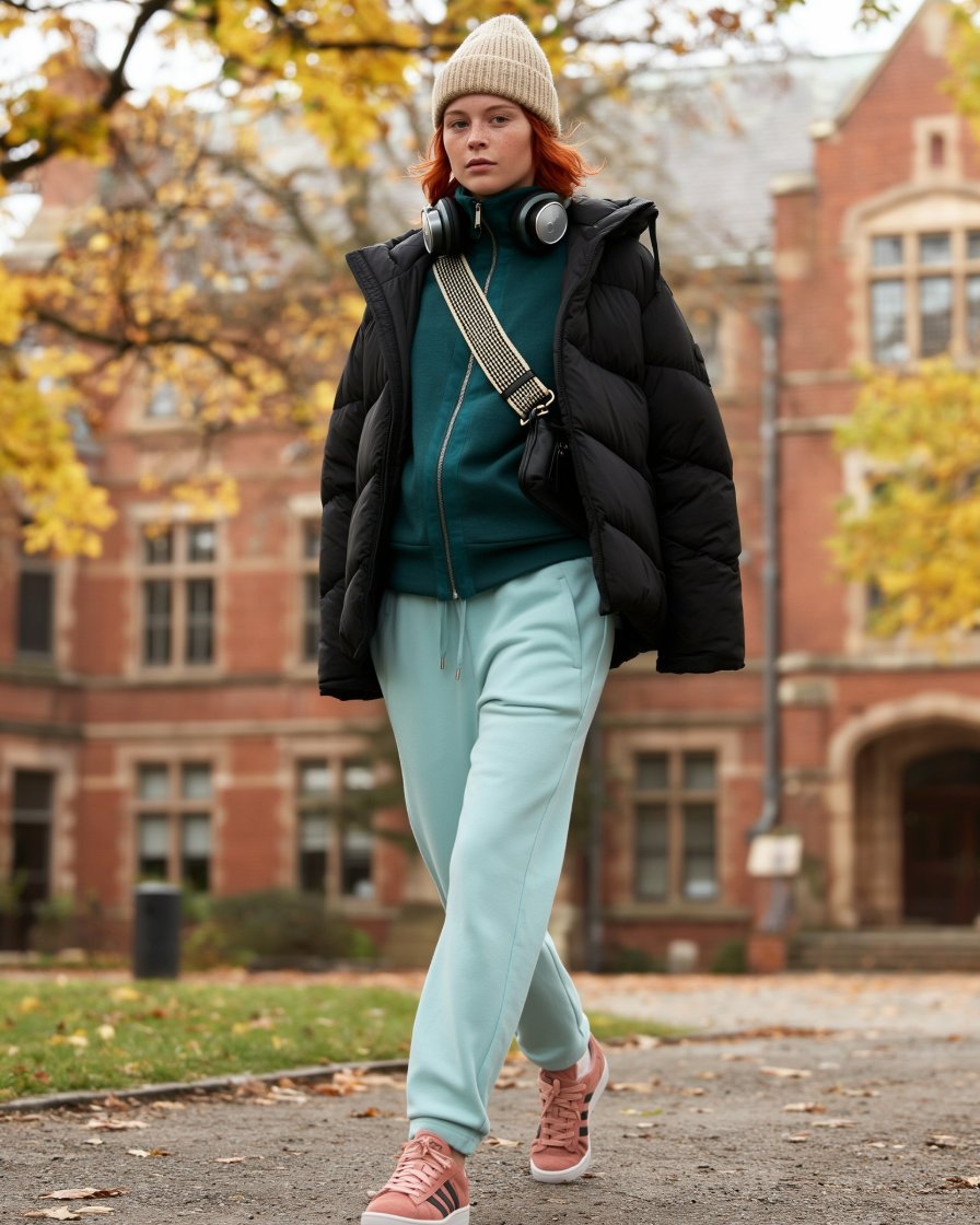 Junge Frau im Look Campus sportlich