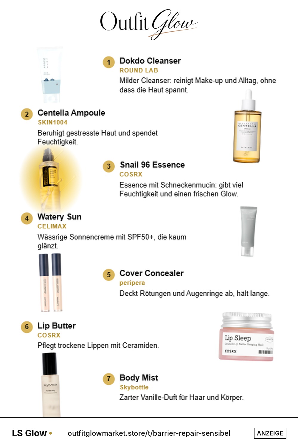 Barrier Repair: Beruhigend & Sensibel – Kollage mit 7 Beauty-Produkten
