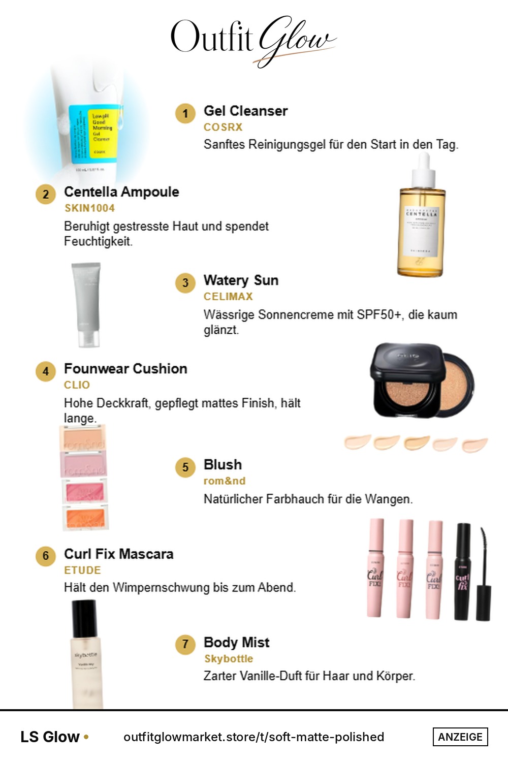 Soft Matte: Alltags-Polished – Kollage mit 7 Beauty-Produkten